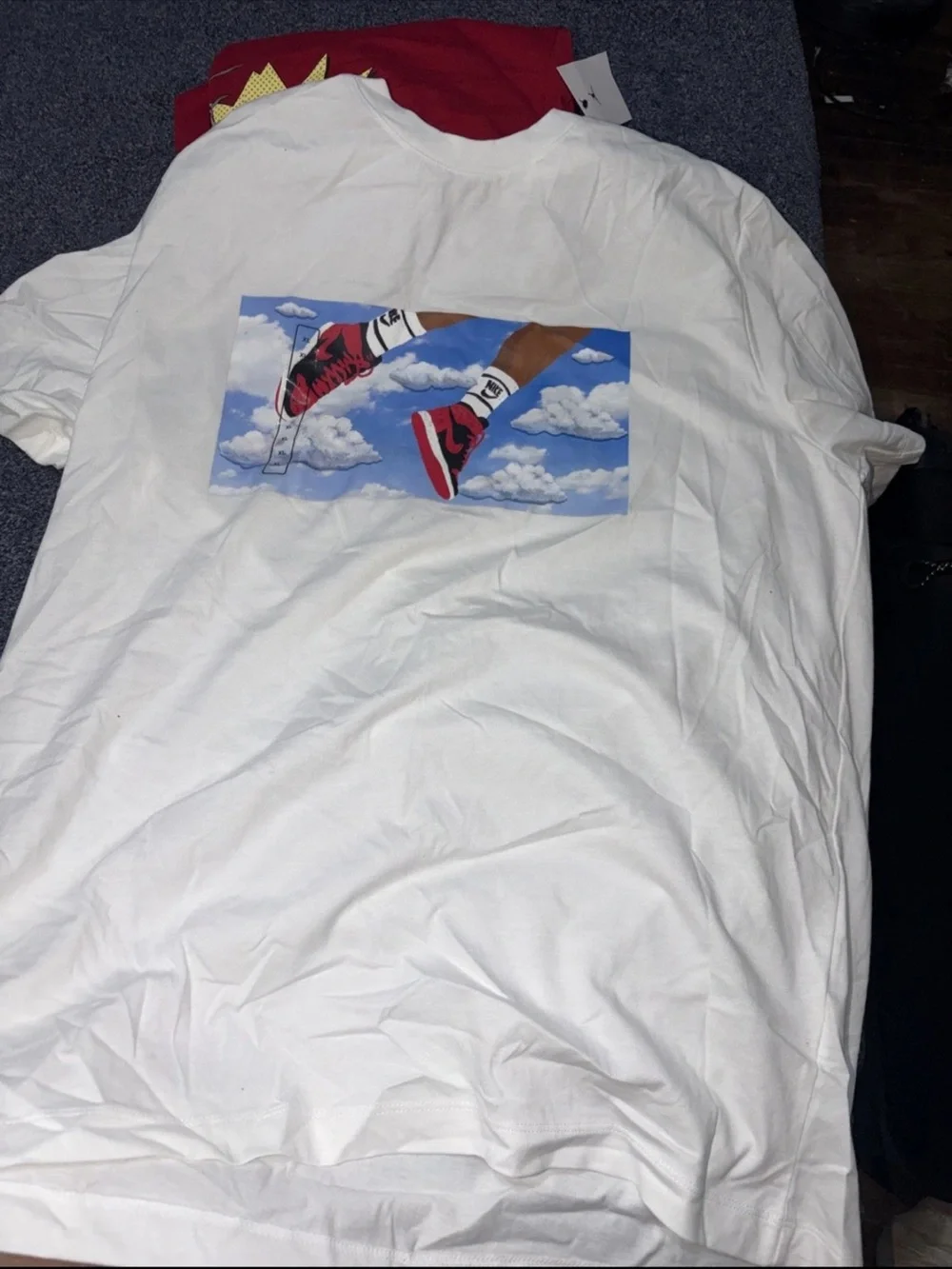 Flight Essentials Sky Graphic Mens Short Sleeve Shirt (White/Red) XL